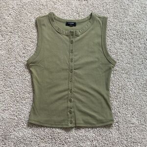 The Workshop • Olive Green Button Front Tank Top